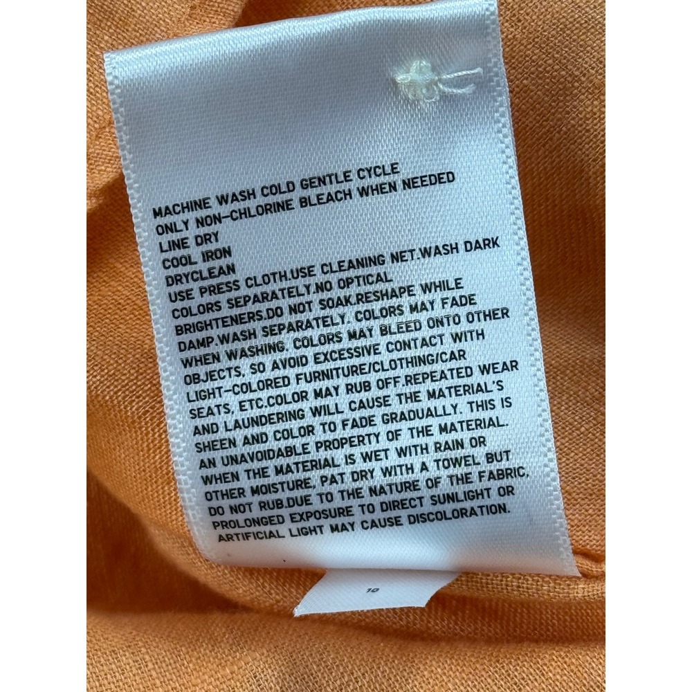 UNIQLO Linen Orange Button Up Shirt Long Sleeve Collared Top Size‎ M - Picture 9 of 9